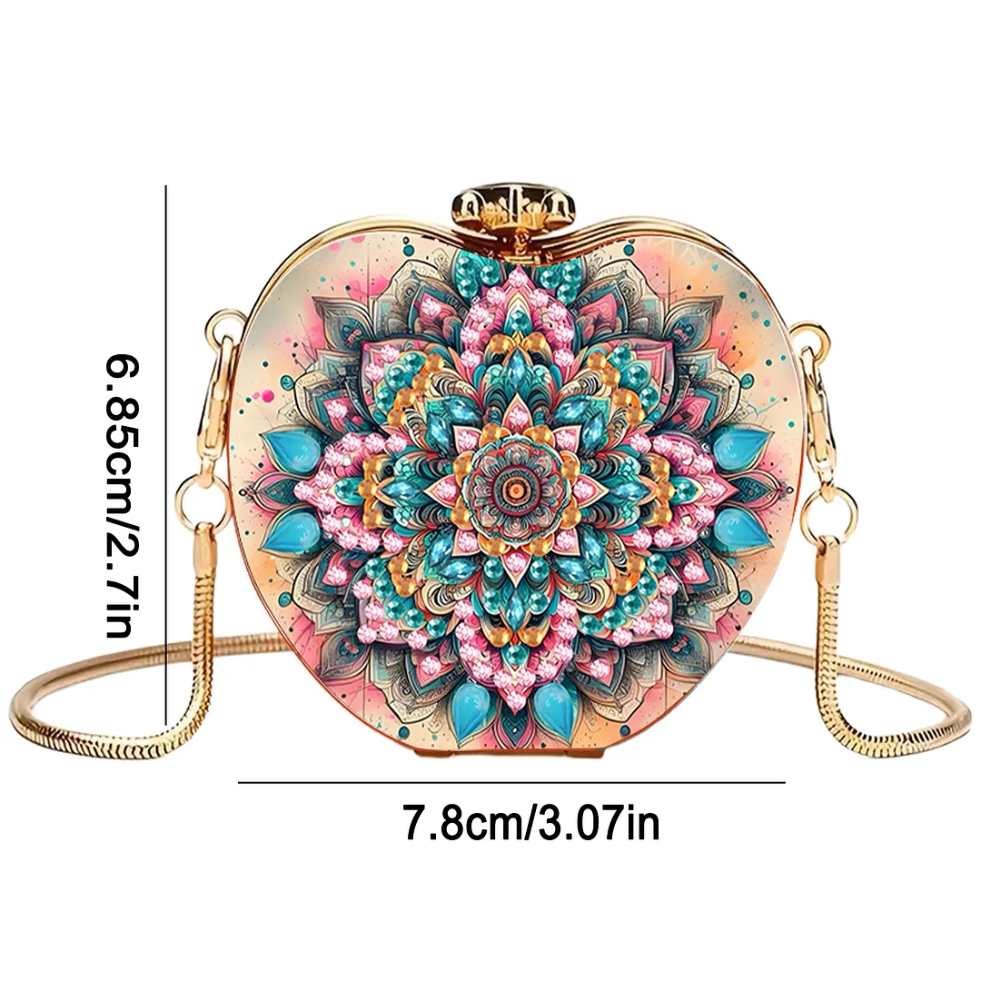 Mandala DIY Acrylic Love Diamond Art Painting Card Case Wallet with Chain Small Diamond Painting Crossbody Bag for Adults Women Girls Gift