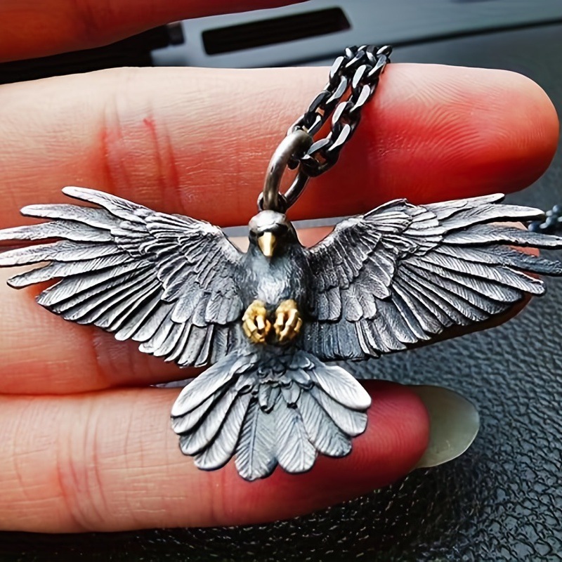 Odin's Raven Spread Wings Necklace (Antique Silver)