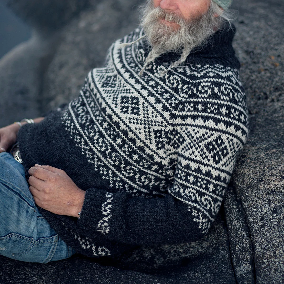 Vintage Beautiful Norwegian Setesdals Knit Jacquard Crew Neck Sweater（Unisex）