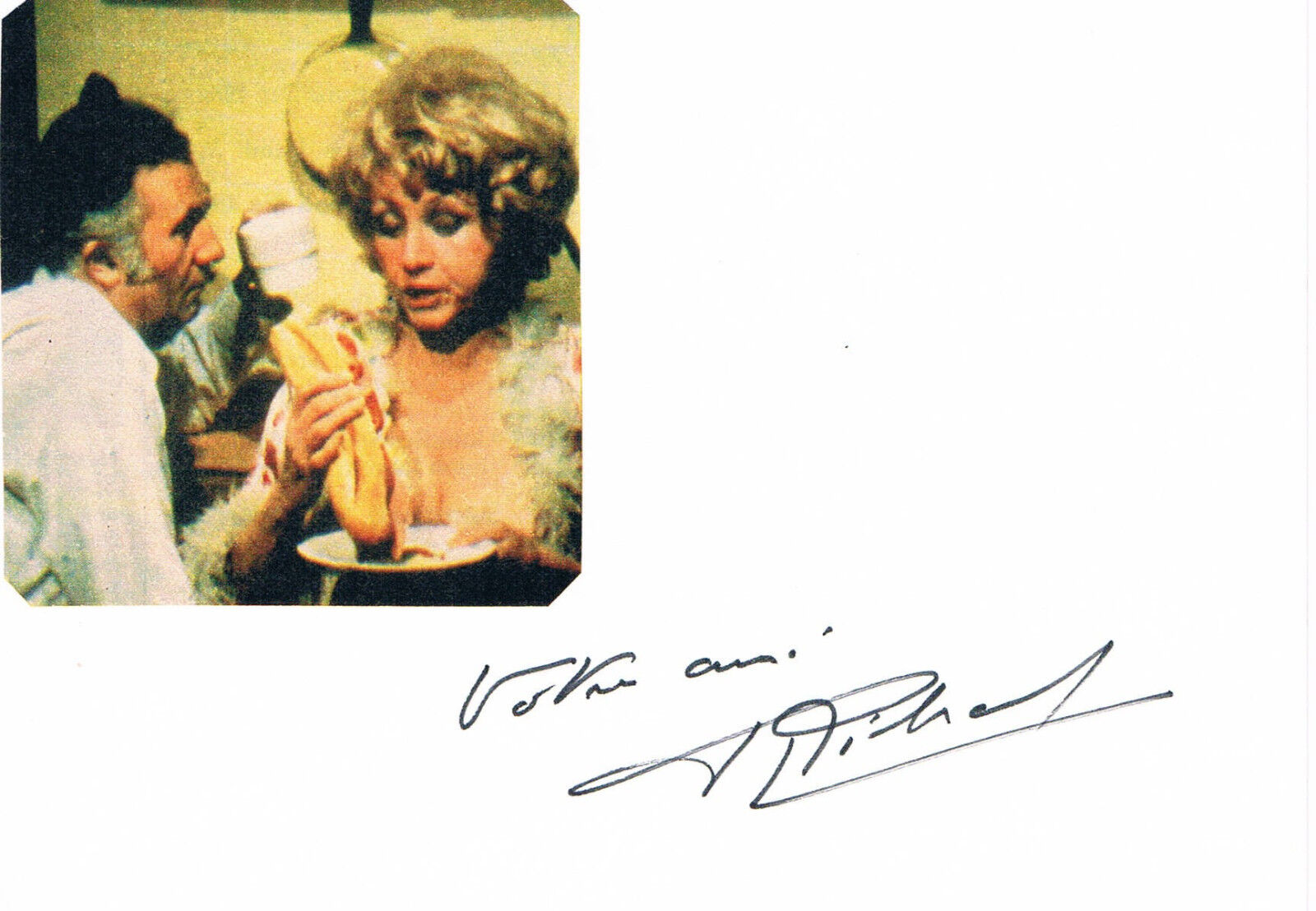 Jean Richard 1921-2001 genuine autograph signed 4x6