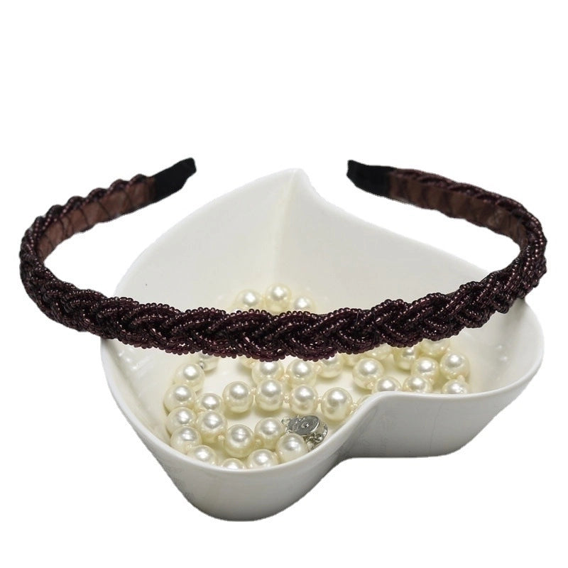 Women’s Fashion Solid Color Plastic Beaded Hair Band