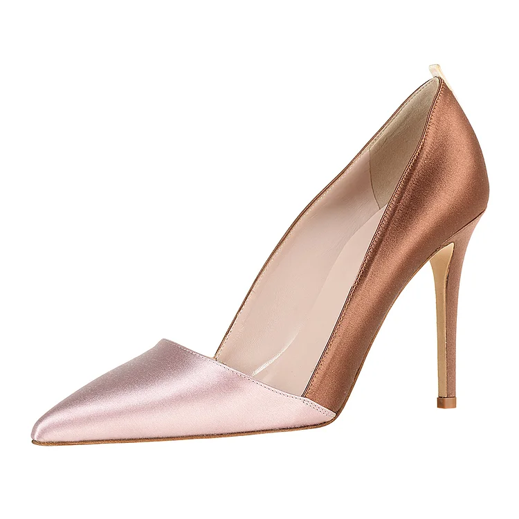 Pink and Champagne Stiletto Heels Office Heels Pumps |FSJ Shoes