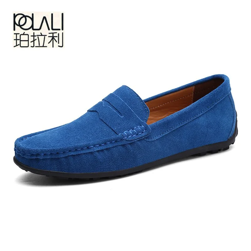 DUDELI Suede Leather Men Casual Shoes Loafers Italian Genuine Leather Driving Moccasins Gommino Slip on Men's Shoes Plus size