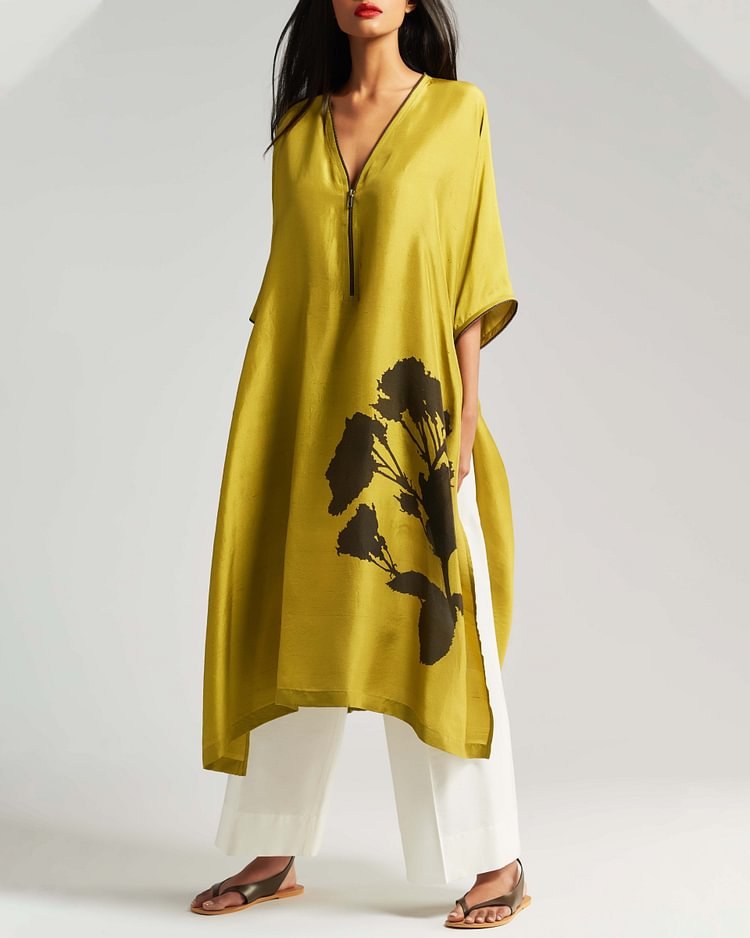 Long sleeve printed loose dress