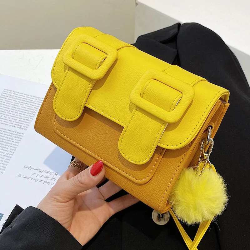 Contrast color Square Crossbody bag 2021 Summer New PU Leather Women's Designer Handbag Luxury brand Shoulder Messenger Bag