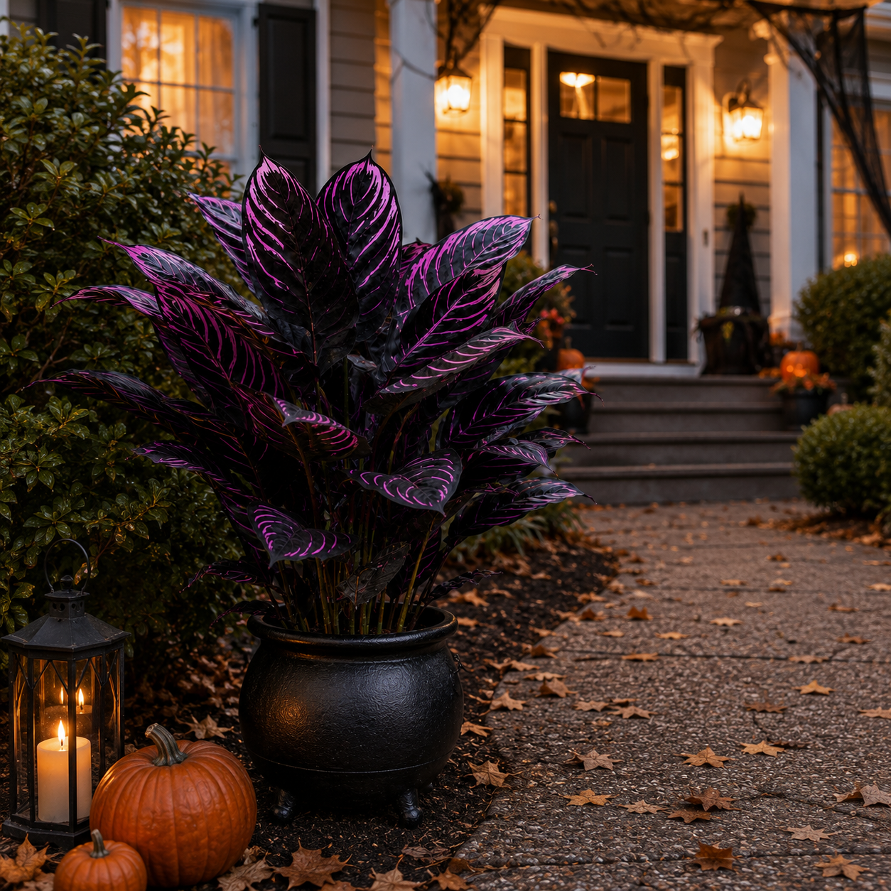 Midnight Violet Artificial Foliage – Halloween Porch & Gothic Decor