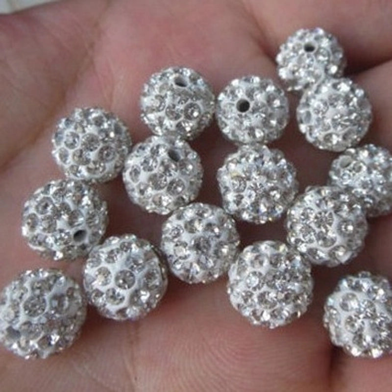50 Pieces 35mm 4mm Soft Clay Artificial Rhinestones Round Beads