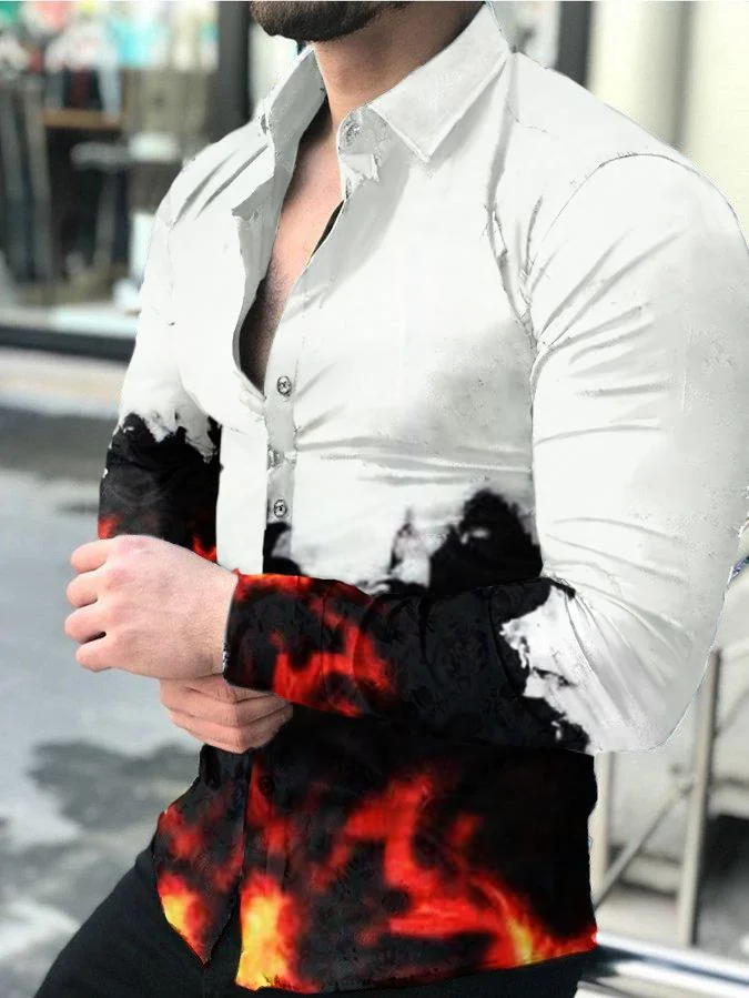 Men's Abstract Printed Casual Long Sleeve