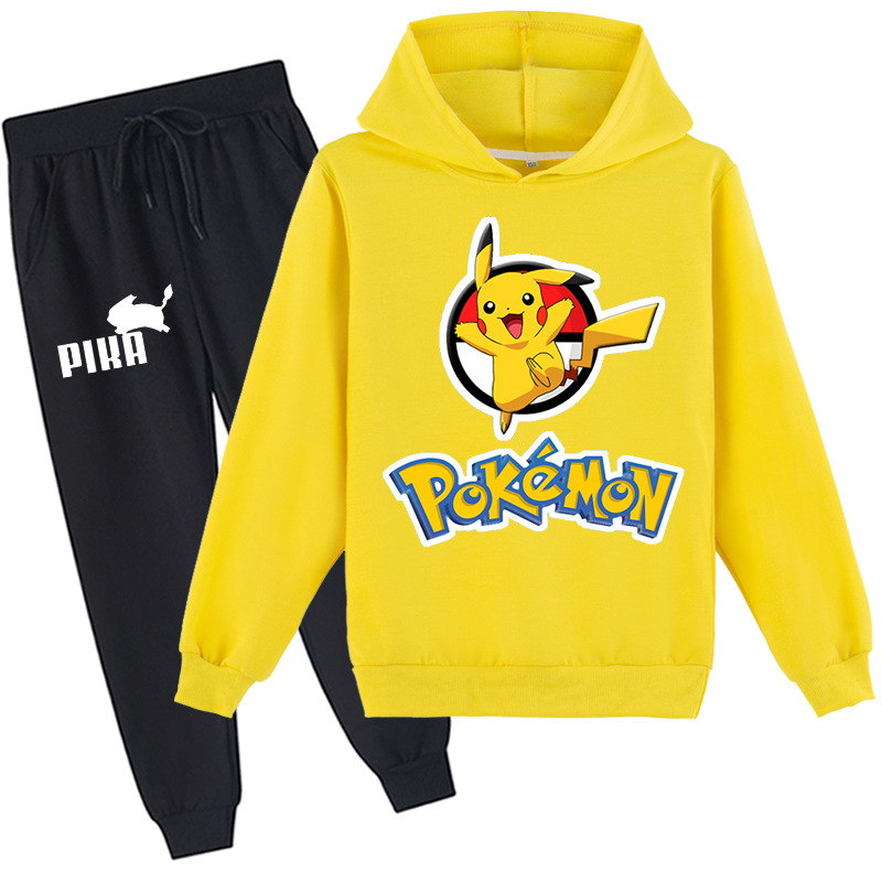 Mayoulove Pikachu Cartoon Zipper Jacket Trousers Set - Adorable Kids Costume for Pokemon Lovers - Suitable for Boys and Girls Aged 2-7 Years-Mayoulove
