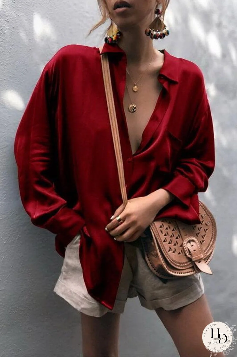 Solid Color Loose Cardigan Shirt