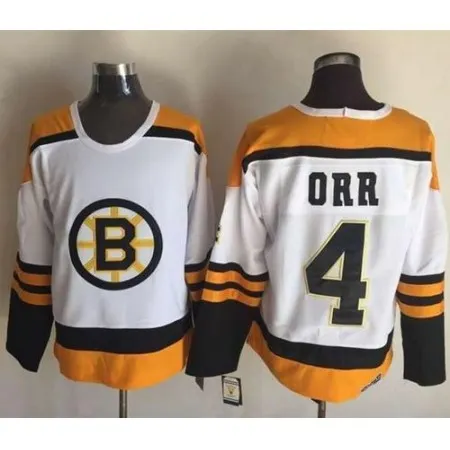 Bruins #4 Bobby Orr Yellow/White CCM Throwback Stitched NHL Jersey