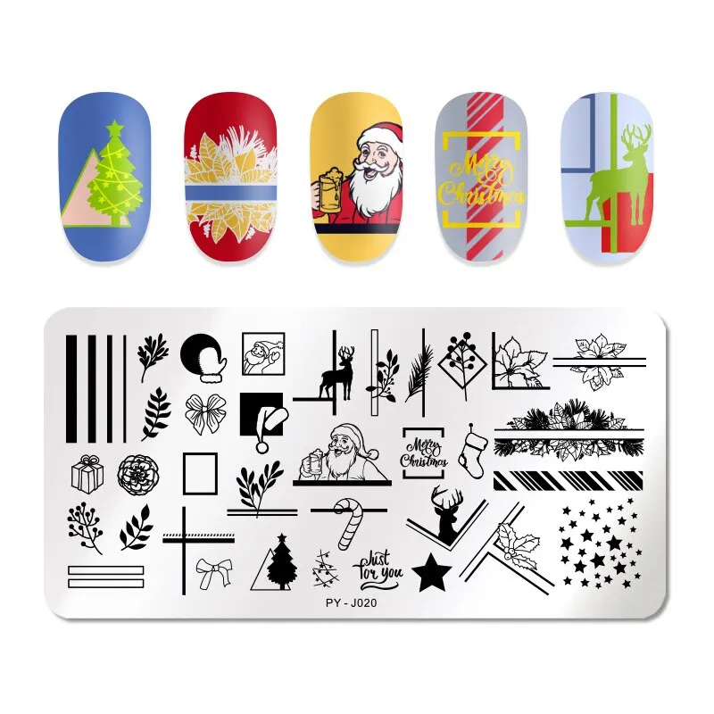 PICT You Snow Winter Round Nail Stamping Plates Nail Art Stamp Plate Design  DIY Plate Stainless Steel Stencil Tools-Nail Inspo