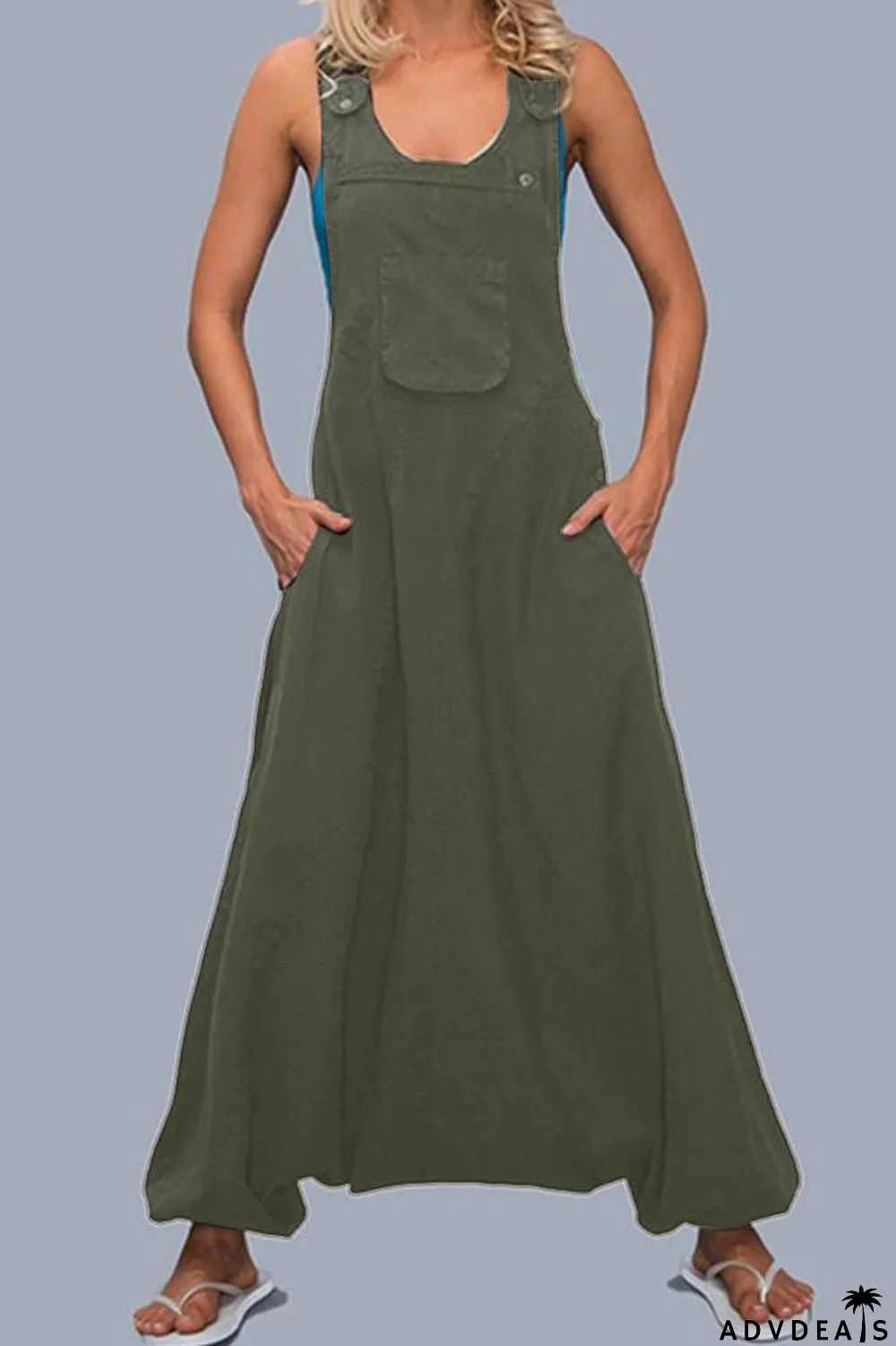 Casual Solid Asymmetrical Spaghetti Strap Loose Jumpsuits