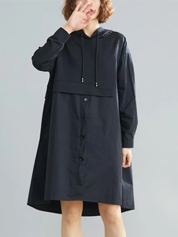 Loose Splicing Asymmetrical Hoodie Dress