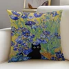Van Gogh Iris Flower Cross Stitch Pillow Cover Kit 11CT Stamped 3-Strand Embroidery 45x45cm