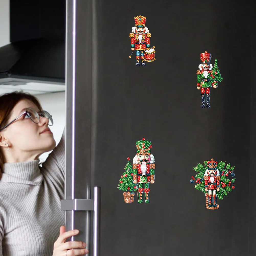 6Pcs Acrylic Special Shape Christmas Nutcracker Fridge Stickers (LY836)