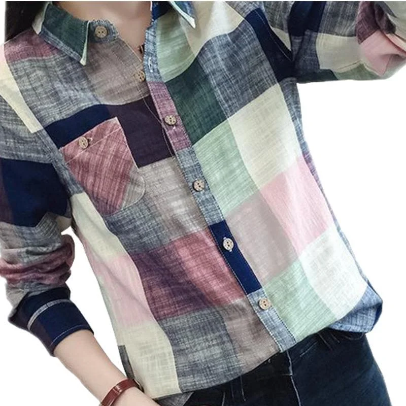 Cotton Long Sleeve Plaid Shirt SP179720