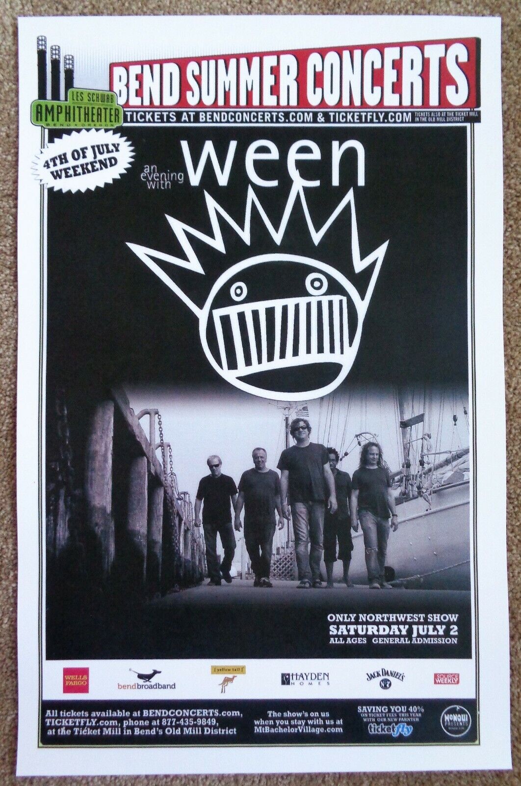 WEEN 2011 Gig POSTER Bend Oregon Concert