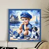 Boy And Puppy-11CT Stamped Cross Stitch 45*45cm/17.72*17.72in