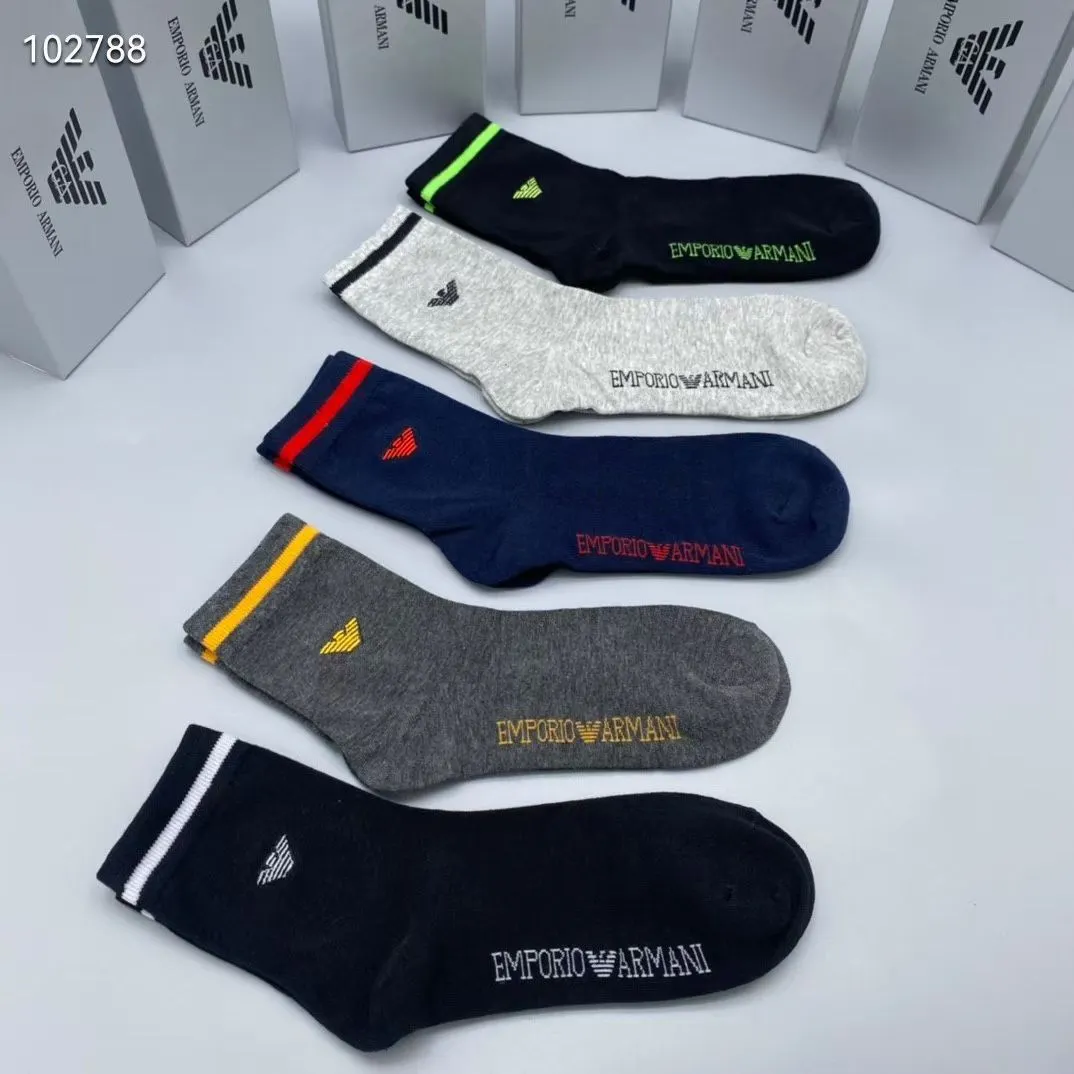Men's Long Socks Mid-Calf Socks Combed Cotton Casual Warm Business Sports Trendy Fashion Exquisite Boxed 5 Pairs