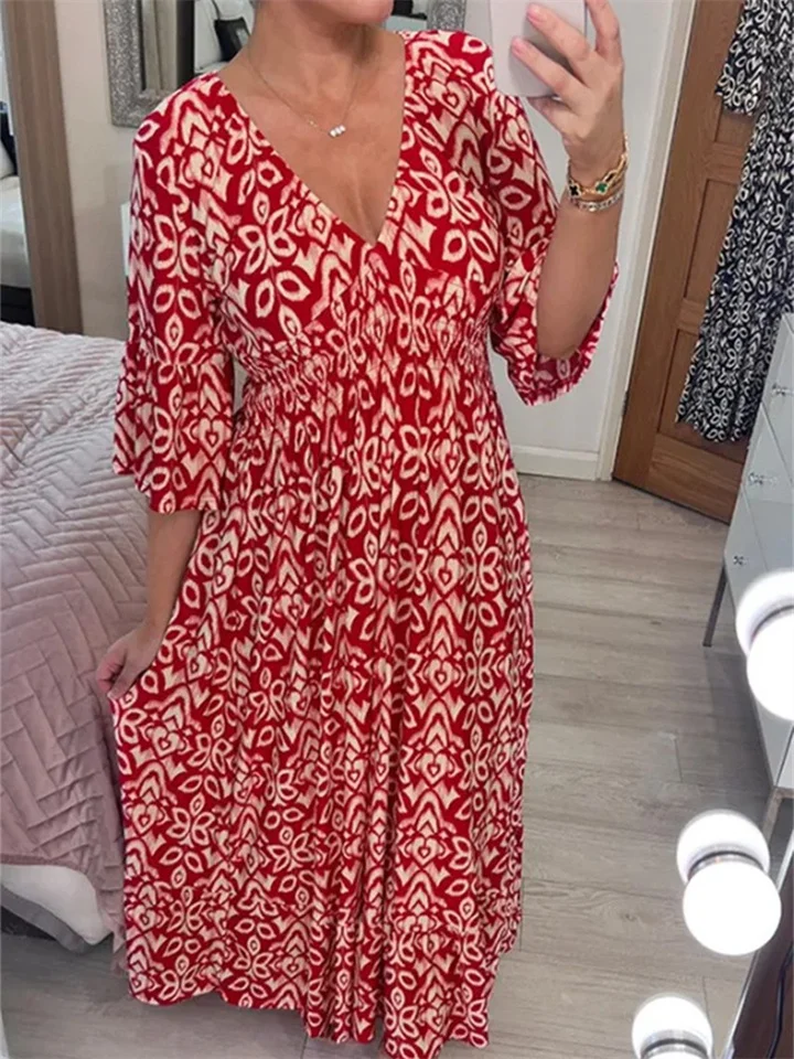 Summer Temperament Women's Round Neck Leopard Print Short-sleeved Dress