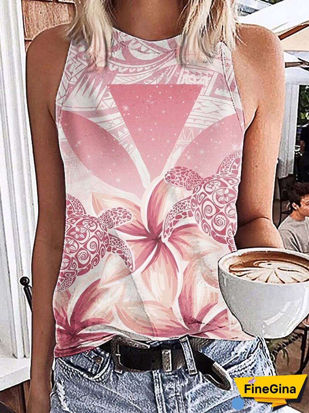 Women's Maui Sea Turtle Print Tank Top