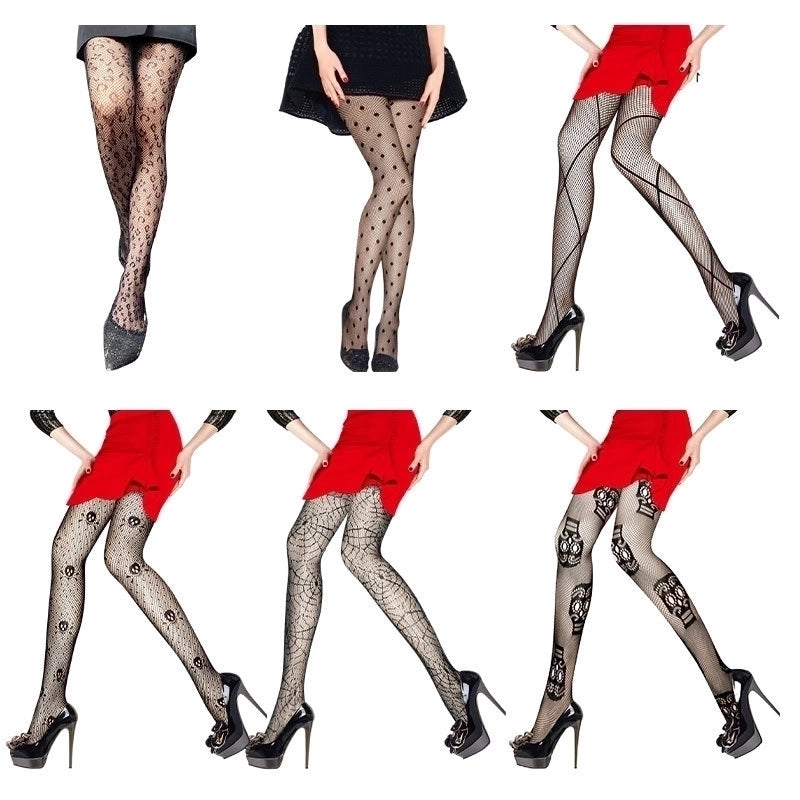 Halloween Skull Nylon Hollow Out Over The Knee Socks