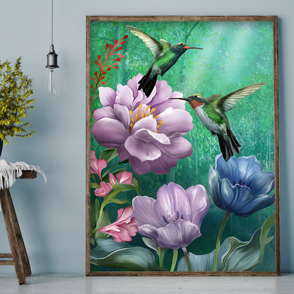 

(Multi-Size) Flowering Birds - Round/Square Drill Diamond Painting 30*40CM/40*50CM, Round diamond 40*50cm, 501 Original