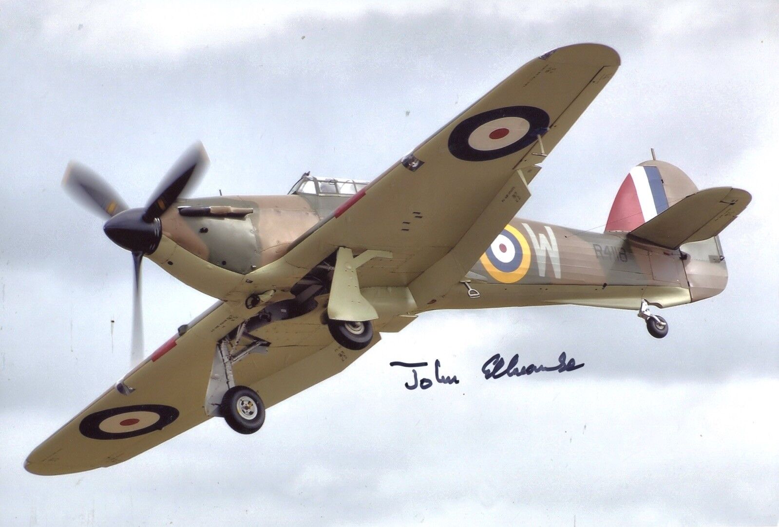 WW2 RAF Battle of Britain Hurricane pilot John Ellacombe signed Photo Poster painting