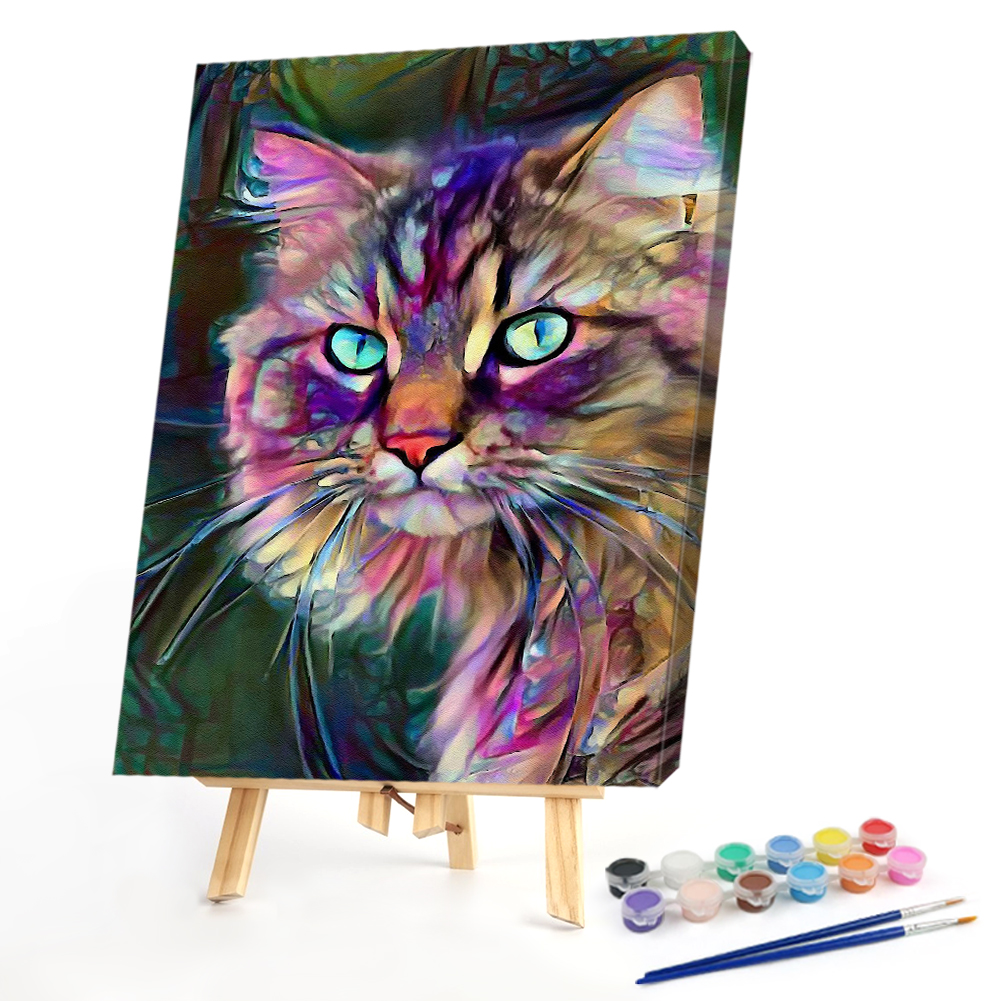 

40*50CM - Paint By Numbers - Psychedelic Cat, 501 Original