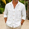 Men's Workwear Multi-pocket Short-sleeved Shirt Cotton and Linen Casual Shirt