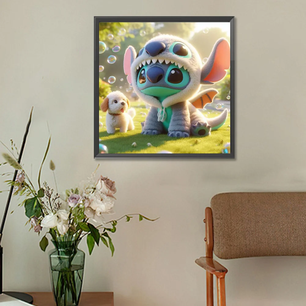 Diamond Painting - Full Round Drill - Stitch and Puppy(Canvas|30*30cm)