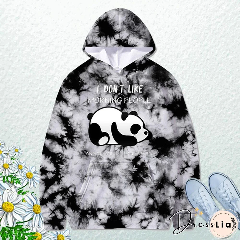 Funny Panda I Don'T Like Morning People Printed Hoodie For Women New Fashion Autumn And Winter Pullovers Ladies Creative Personalized Sweatshirts