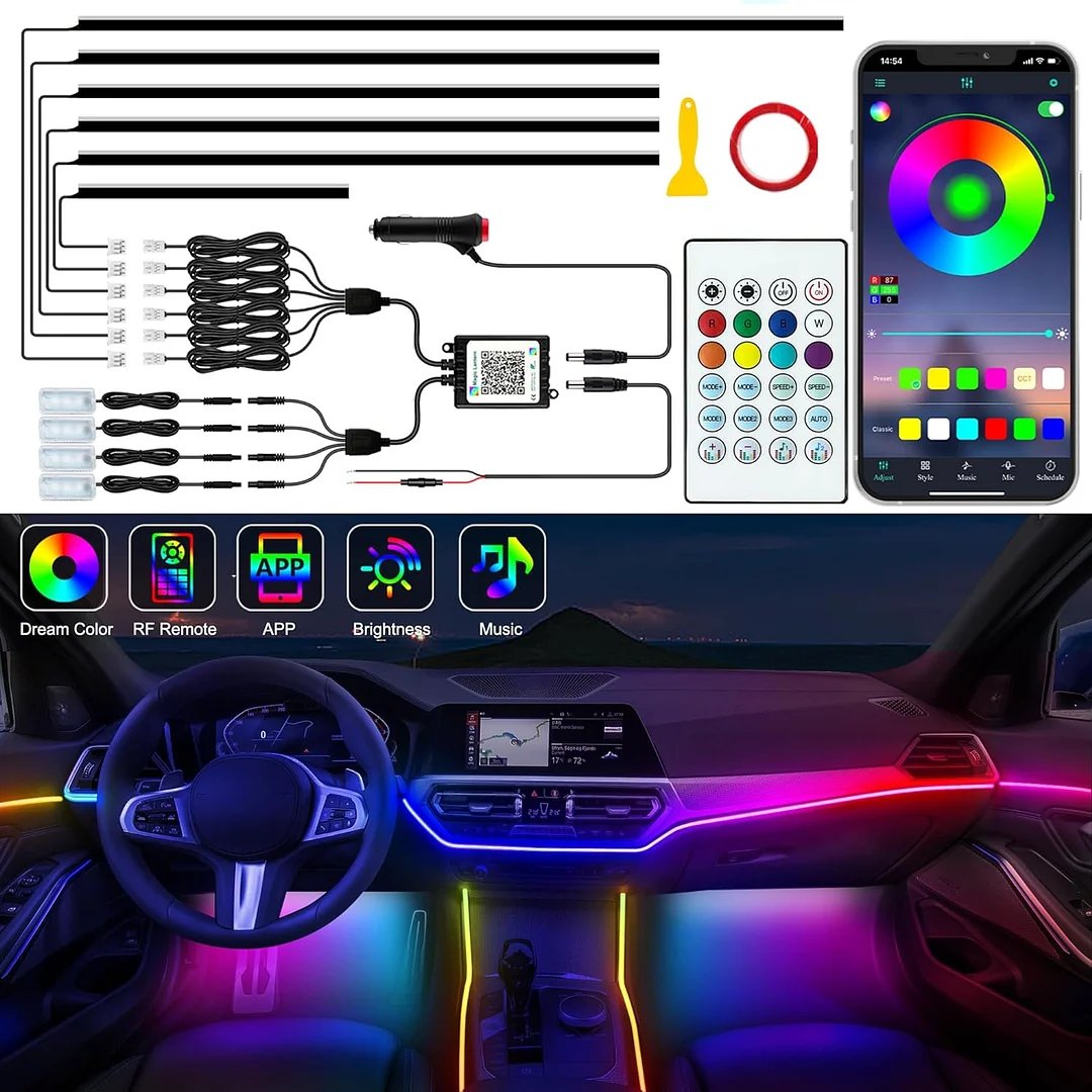 Automotive interior LED light strips