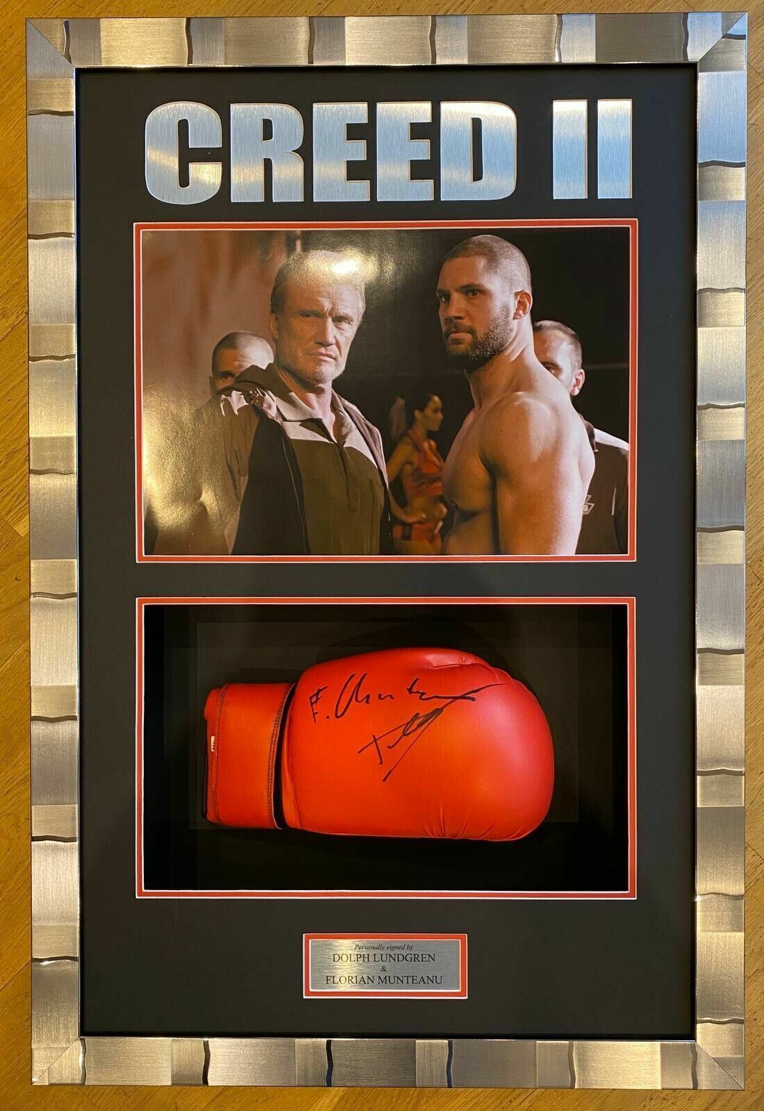 Dolph Lundgren & Florian Munteanu SIGNED & Framed Boxing Glove CREED AFTAL COA