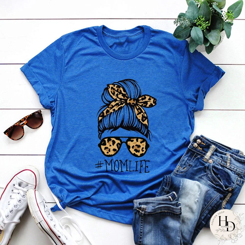 Summer Women T Shirt Versatile 100% Cotton Funny Leopard Mum Print Short Sleeve Oversized Goth Tshirts Casual Graphic Tee Tops