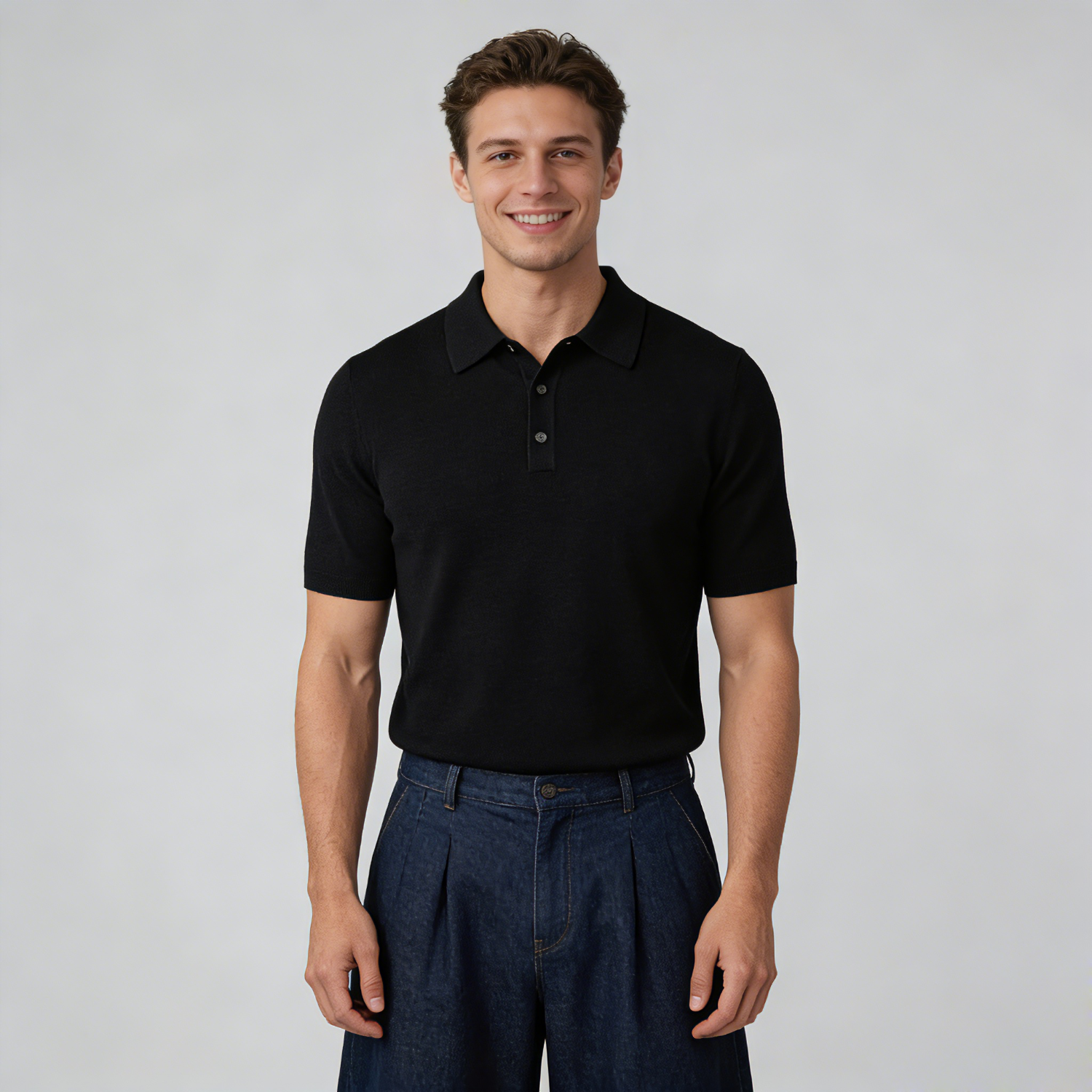 Men's Silk Cashmere Shirt Sweater Collar Polo | Spring Summer REAL SILK LIFE