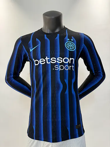 25-26 Inter Milan home long sleeve player version football jersey 1:1 Thailand quality