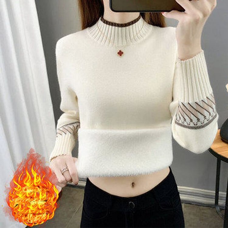 Geometric Knitted Casual Shift Sweater QueenFunky