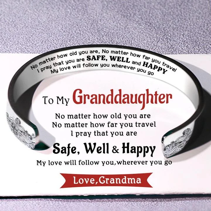 For Granddaughter I Pray You Safe Well And Happy Wave Cuff Bracelet