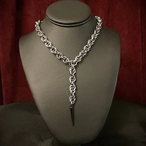 pornhint Pornhint Dagger of Love with Metal Spikes, Spiked Chainmaille Necklace