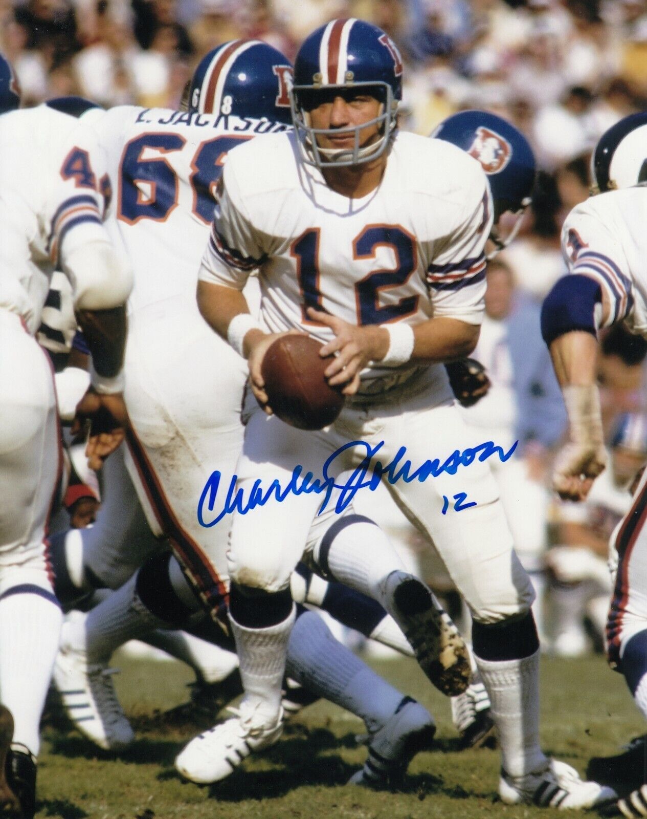 Charley Johnson #0 8x10 Signed w/ COA Denver Broncos 031719