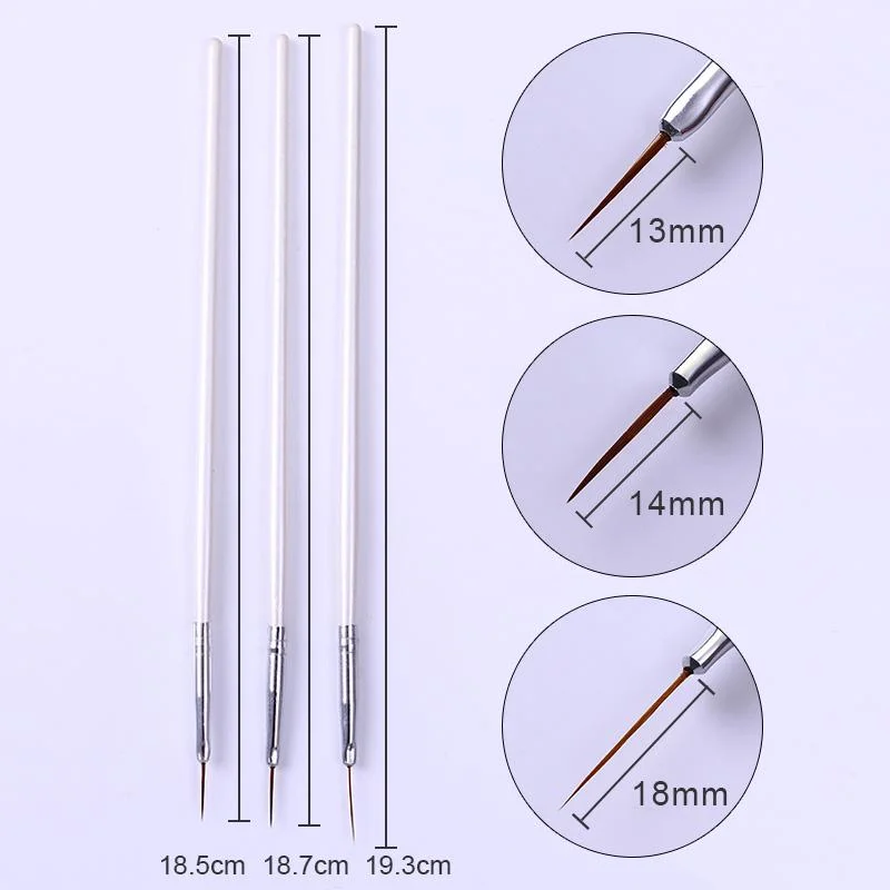 3Pcs/Set Gold Nail Art Brush Painting Drawing Pen Tips Manicuring French Stripe Liner Acrylic Gel UV Polish Brushes Nail Tool-Nail Inspo