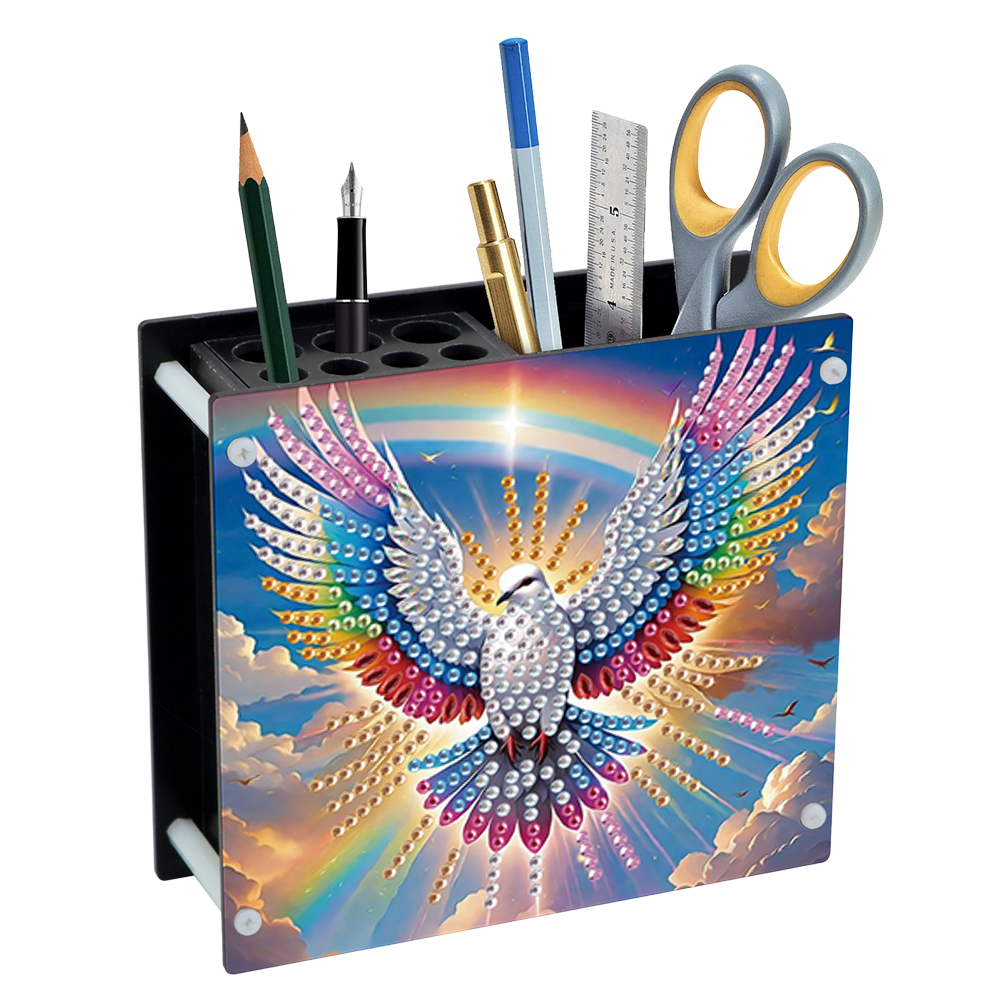 Acrylic Special Shaped DIY Diamond Painting Pencil Holder Organizer (Dove)