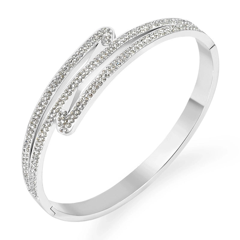 Classic Style Round Stainless Steel Rhinestones Bangle In Bulk