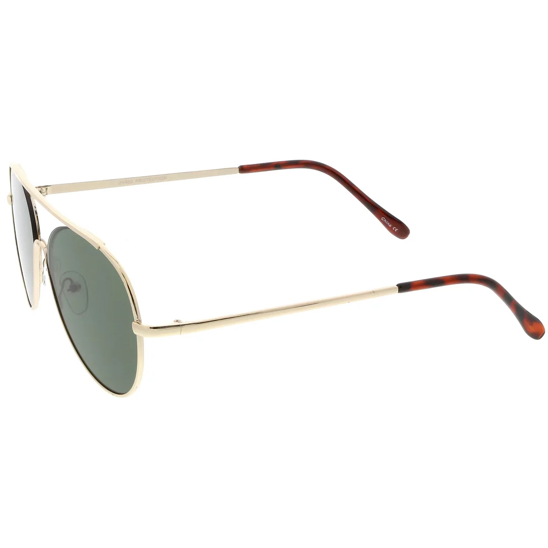 Classic Metal Aviator glasses Crossbar Slim Arms Teardrop Lens 55mm