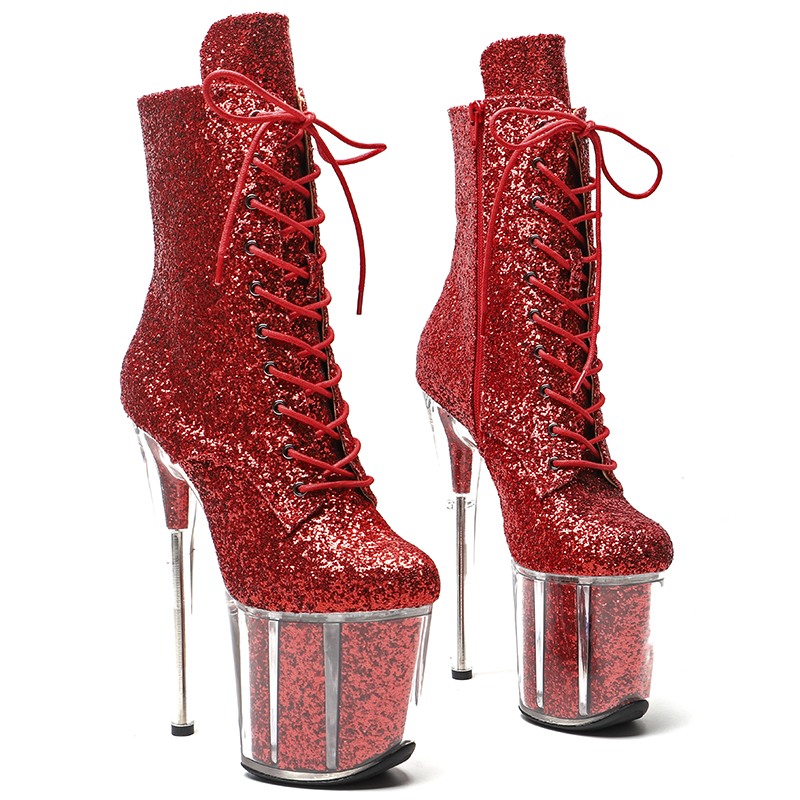 VCshoes 20CM/8inches Shine Pole Dancing Shoes High Heel Platform Boots Open Toe Pole Dance Boots 3L