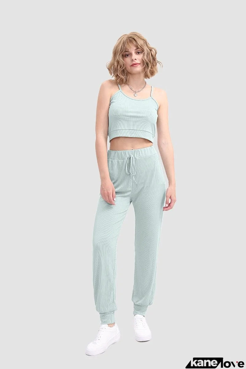 Crop Cami Knit Top & Drawstring Waist Pants