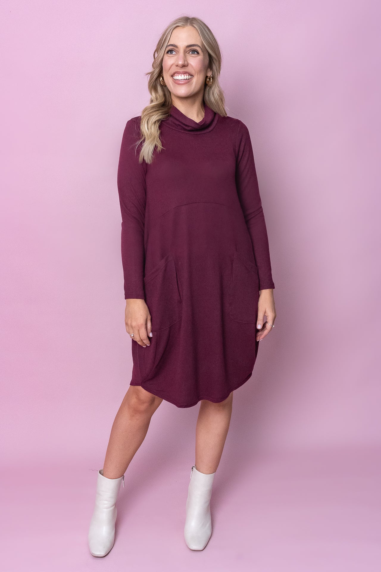 Darwin Long Sleeve Dress in Wine