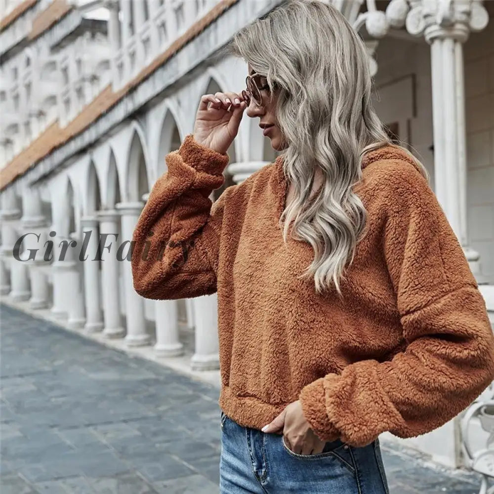 Girlfairy Harajuku Women Sweatshirt Pullover Warm O-Neck Womens Tracksuit Oversized Sweater Loose